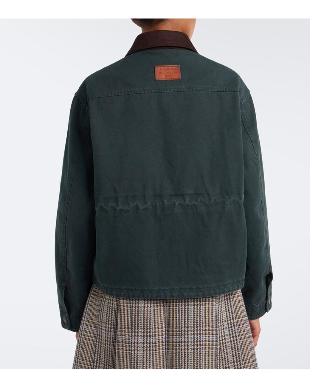 Acne Black Suede-Trimmed Cotton Canvas Jacket