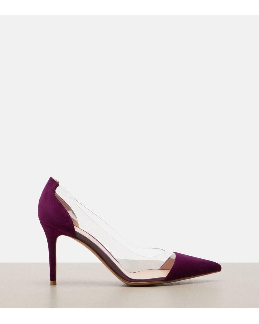 Gianvito Rossi Purple Plexi Suede And Tpu Pumps
