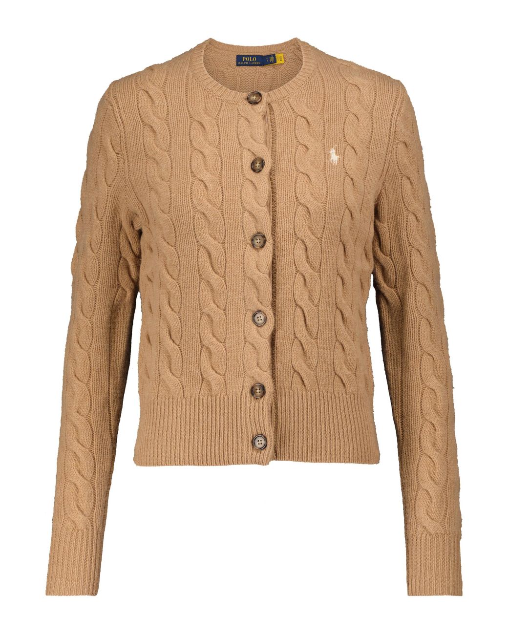 Polo Ralph Lauren Cable Knit Wool And Cashmere Cardigan In Natural Lyst