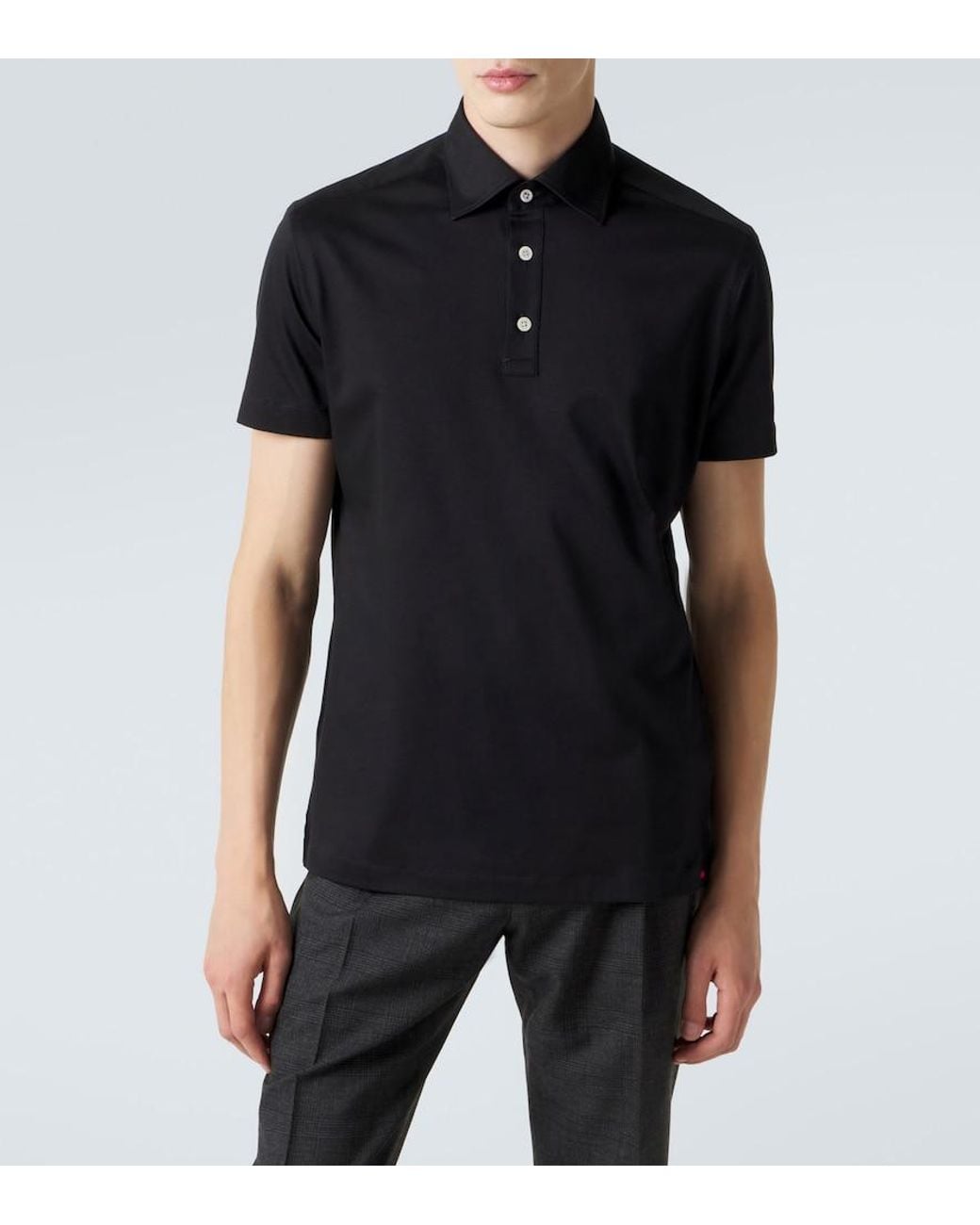 Kiton Black Cotton Polo Shirt for men