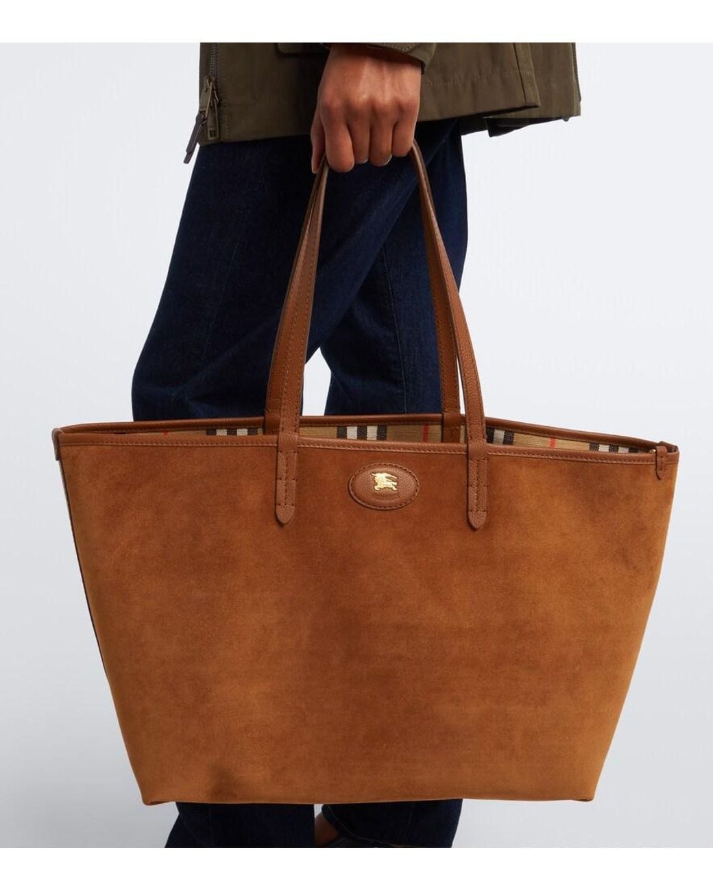 Burberry Brown Bloomsbury Medium Reversible Suede Tote Bag