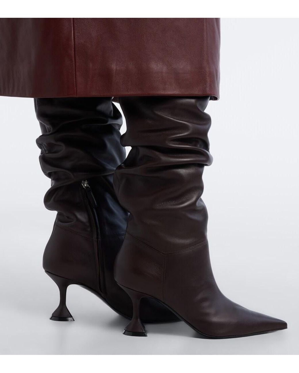 AMINA MUADDI Black Olivia Leather Over-The-Knee Boots