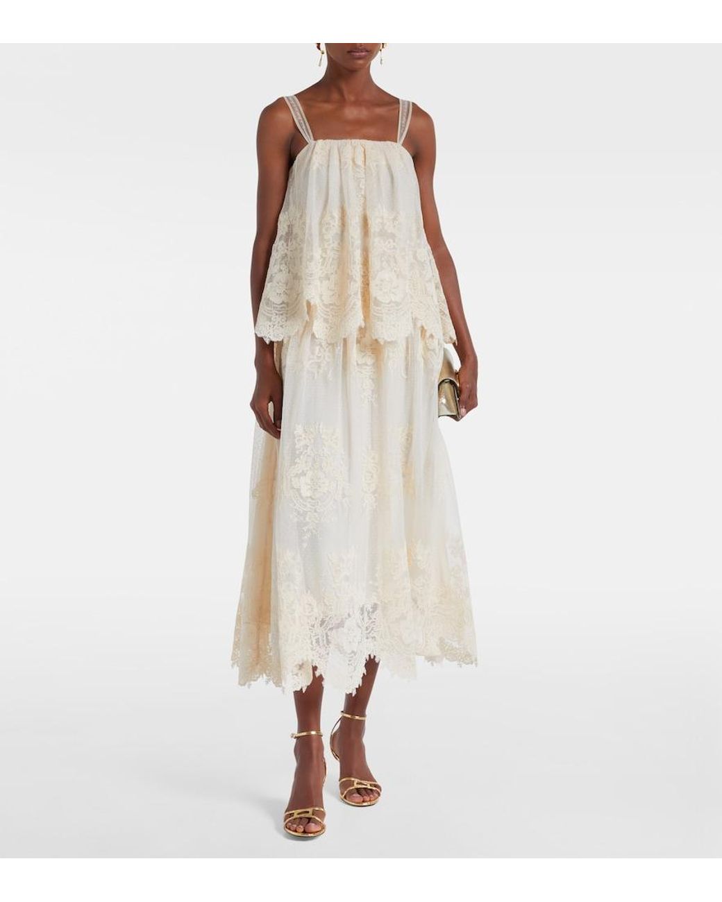 Zimmermann Hypnotic Floral Lace Midi Dress in Natural | Lyst Zimmermann Hypnotic Floral Lace Midi Dress in Natural | Lyst