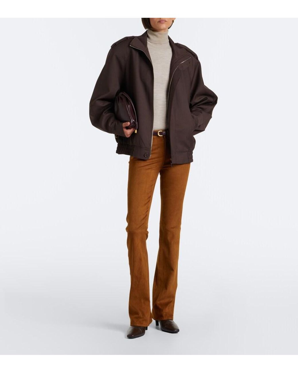 FRAME Brown Rodeo Suede Flared Pants