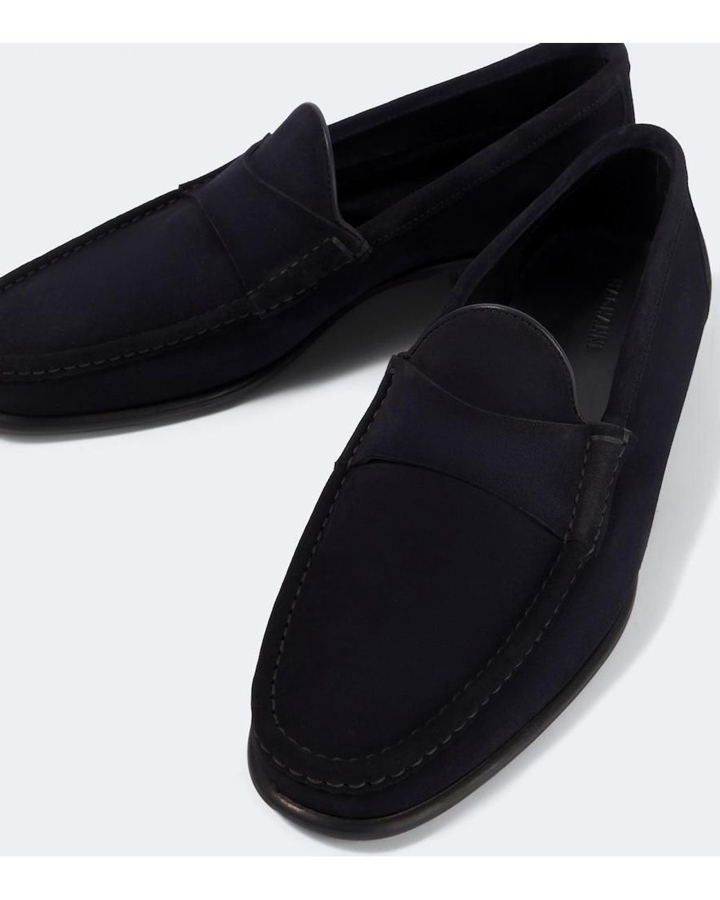 Magnanni Shoes Black Suede Loafers for men