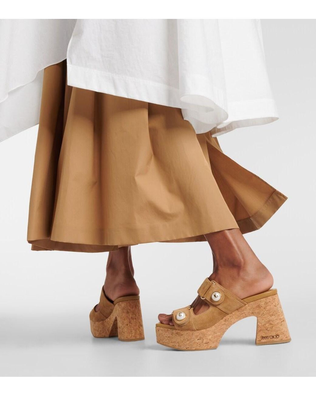 Jimmy Choo Brown Fayence 95 Suede Platform Mules