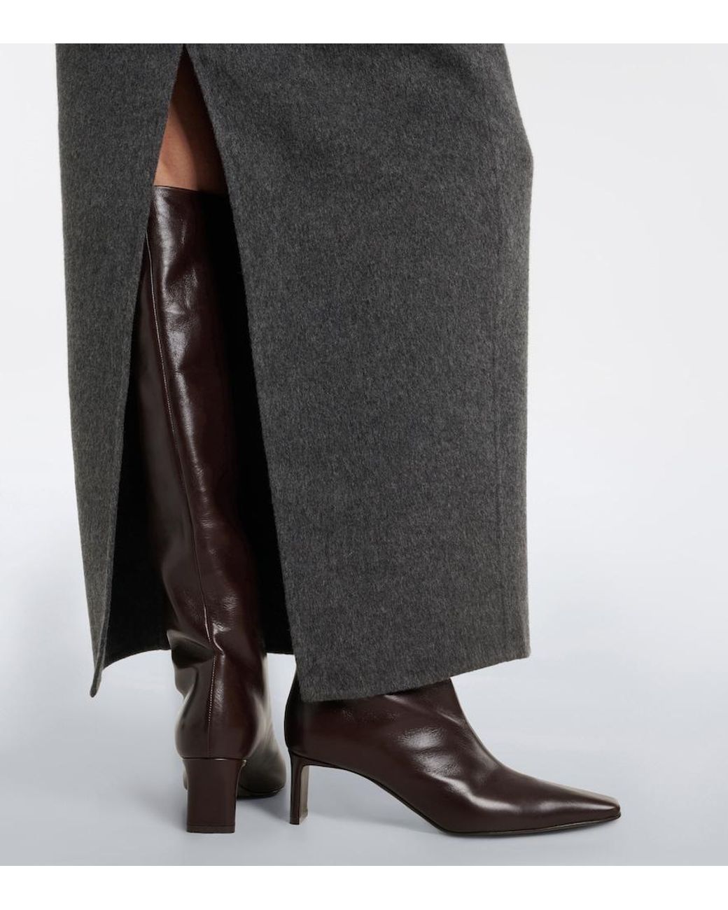 Khaite Black Ona Leather Knee-High Boots