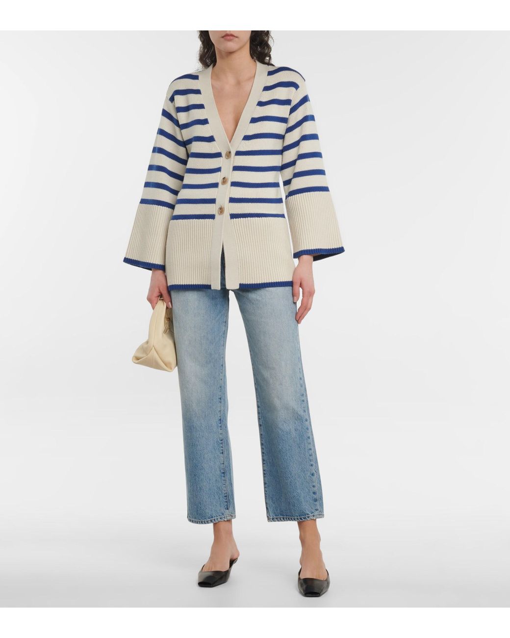 Totême Signature Striped Cardigan in Blue | Lyst