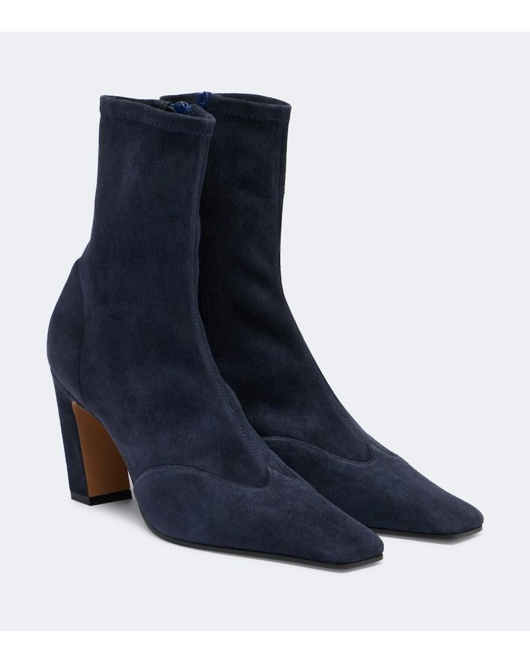 Khaite Blue Nevada Suede Ankle Boots