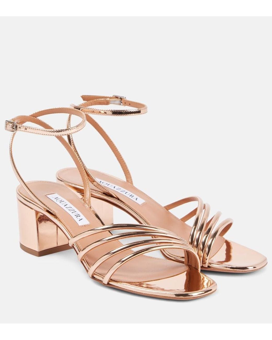 Aquazzura Pink Latour 50 Faux Leather Sandals