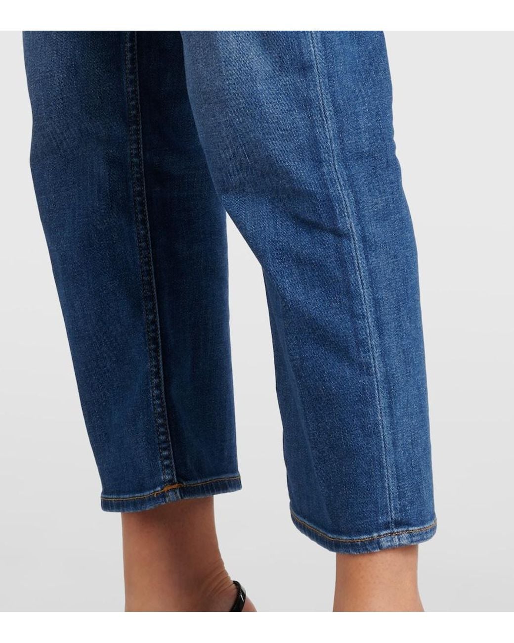 Re/done Blue Stove Pipe Mid-Rise Straight Jeans