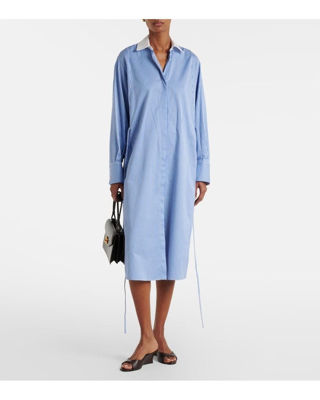 Altuzarra Blue Floyd Pinstripe Cotton Poplin Shirt Dress