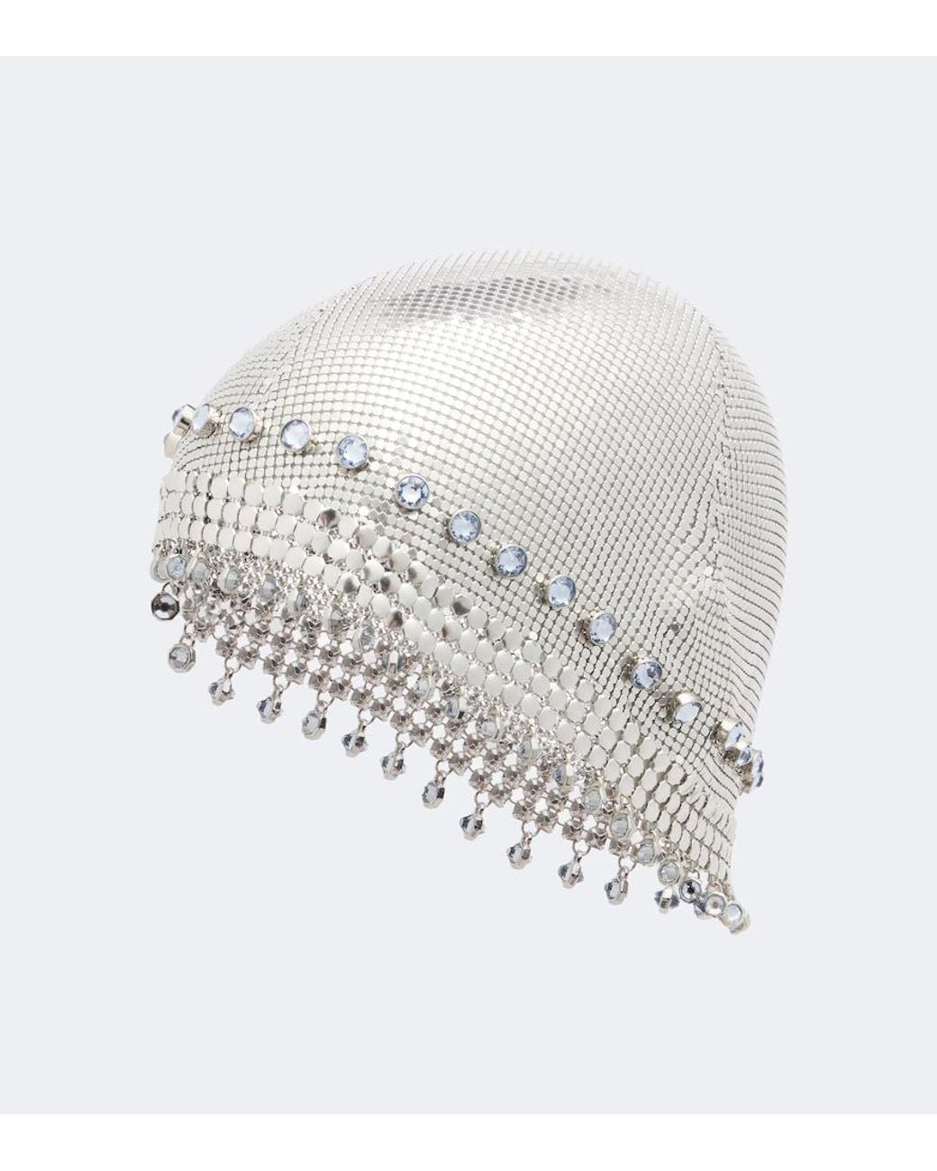 Rabanne White Crystal-Embellished Chainmail Beanie