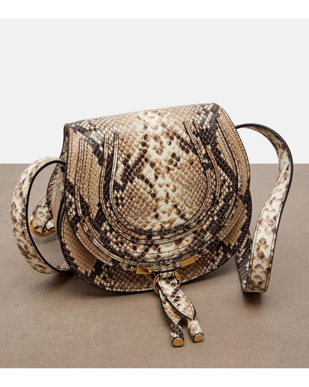 Chloé White Marcie Mini Snake-Effect Leather Crossbody Bag