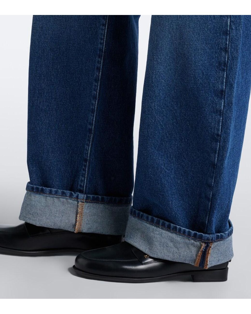 FRAME Blue Low Bow Wide-Leg Jeans