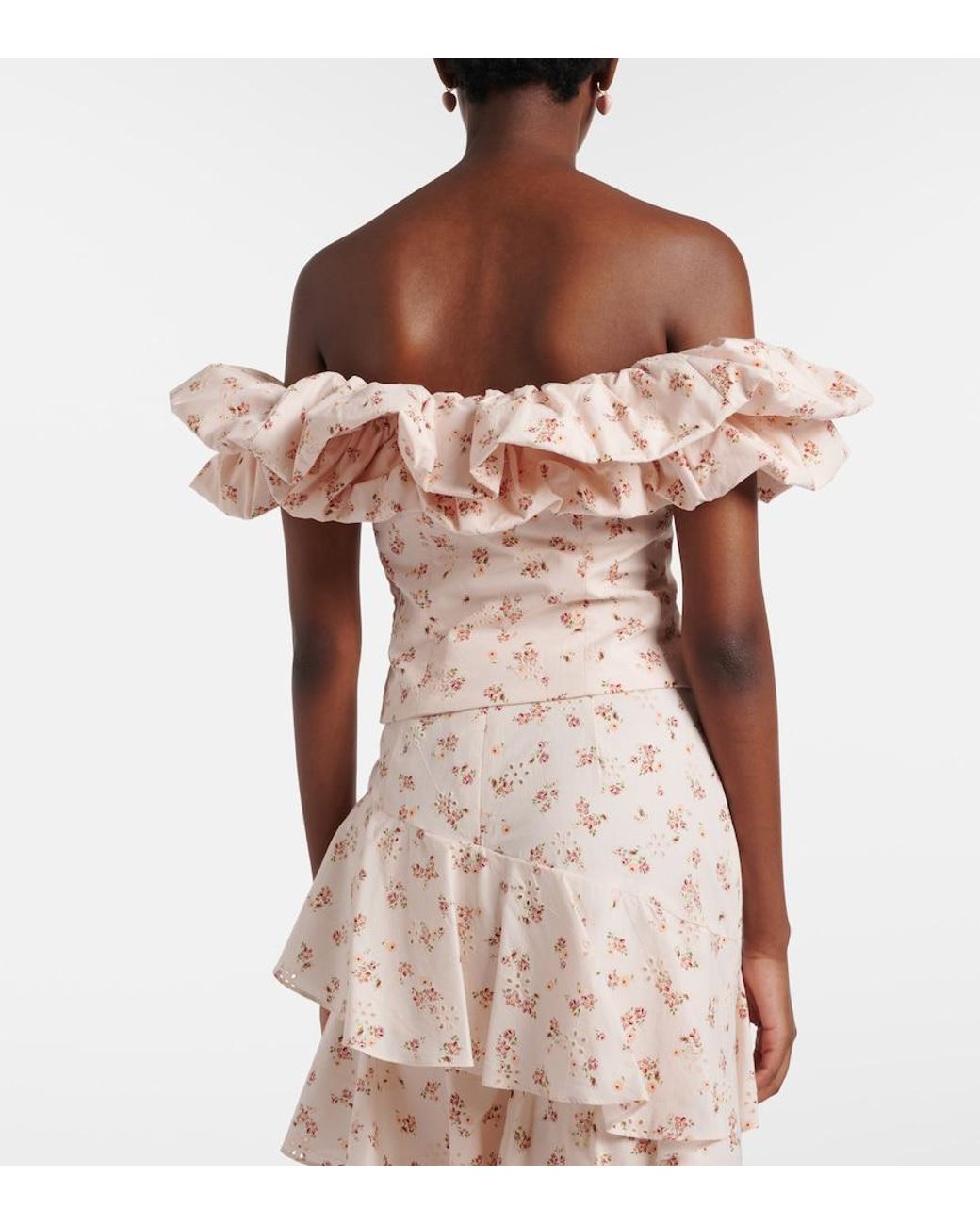 Markarian Natural Dalia Floral Off-Shoulder Cotton Top