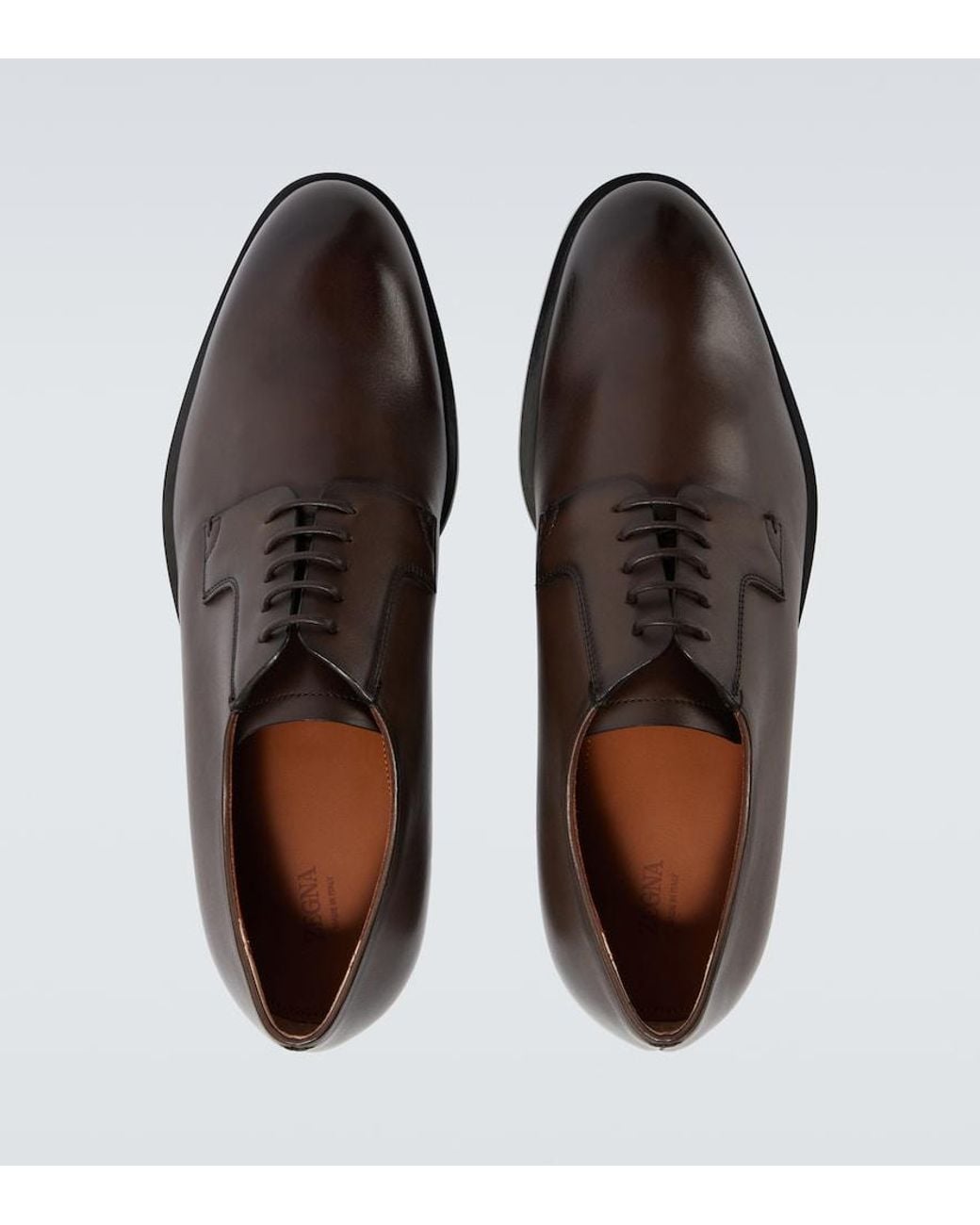 Zegna Brown New Classic Leather Derby Shoes for men