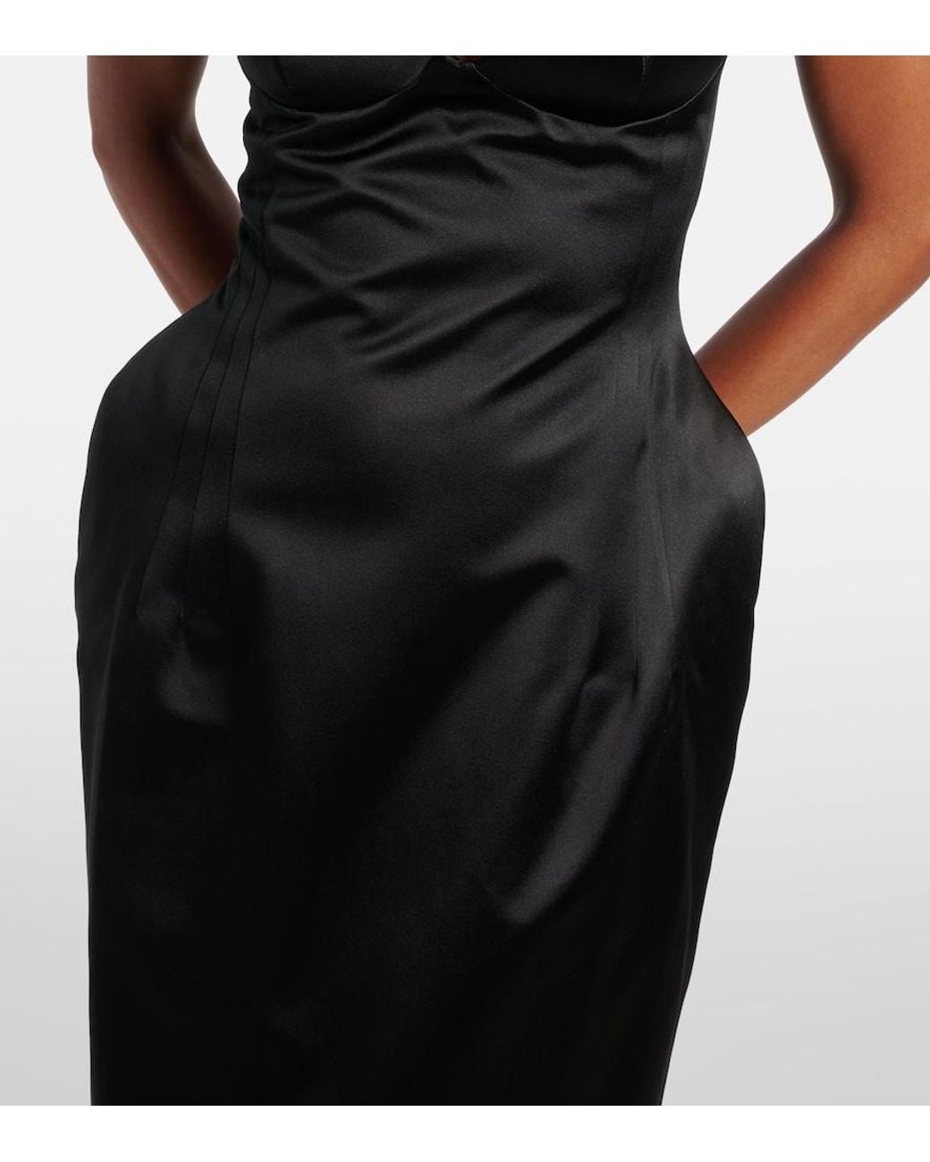 Magda Butrym Black Silk Midi Dress