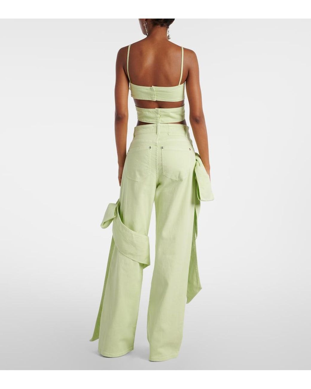 Blumarine White Draped Straight Jeans