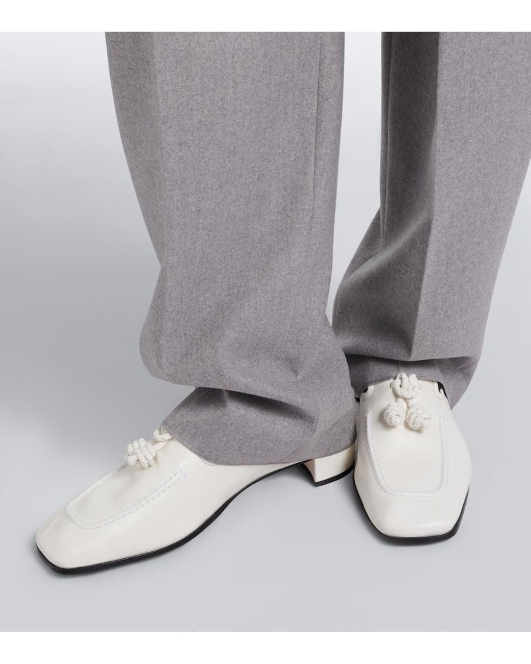 Bottega Veneta White Romeo Knot Leather Loafer Pumps
