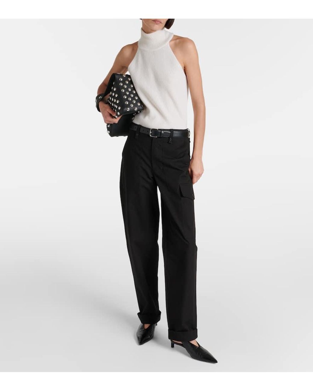 Pantalon Droit Label Octavia En Coton Et Lin Proenza Schouler en coloris Black