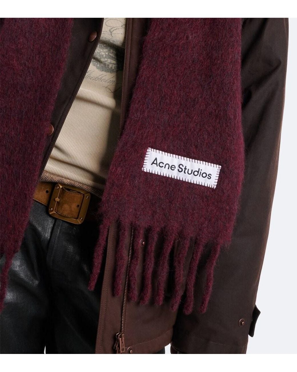 Acne Purple Fringed Alpaca, Wool, And Mohair-Blend Scarf