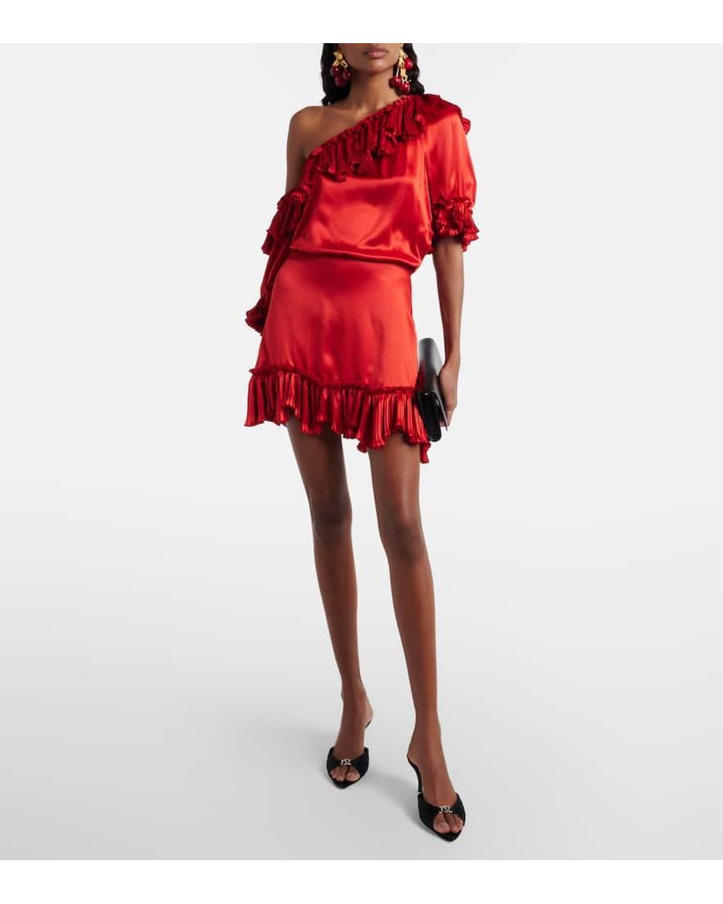 Saint Laurent Black Pantoletten Jerry 60 Aus Satin Mit Kristallen