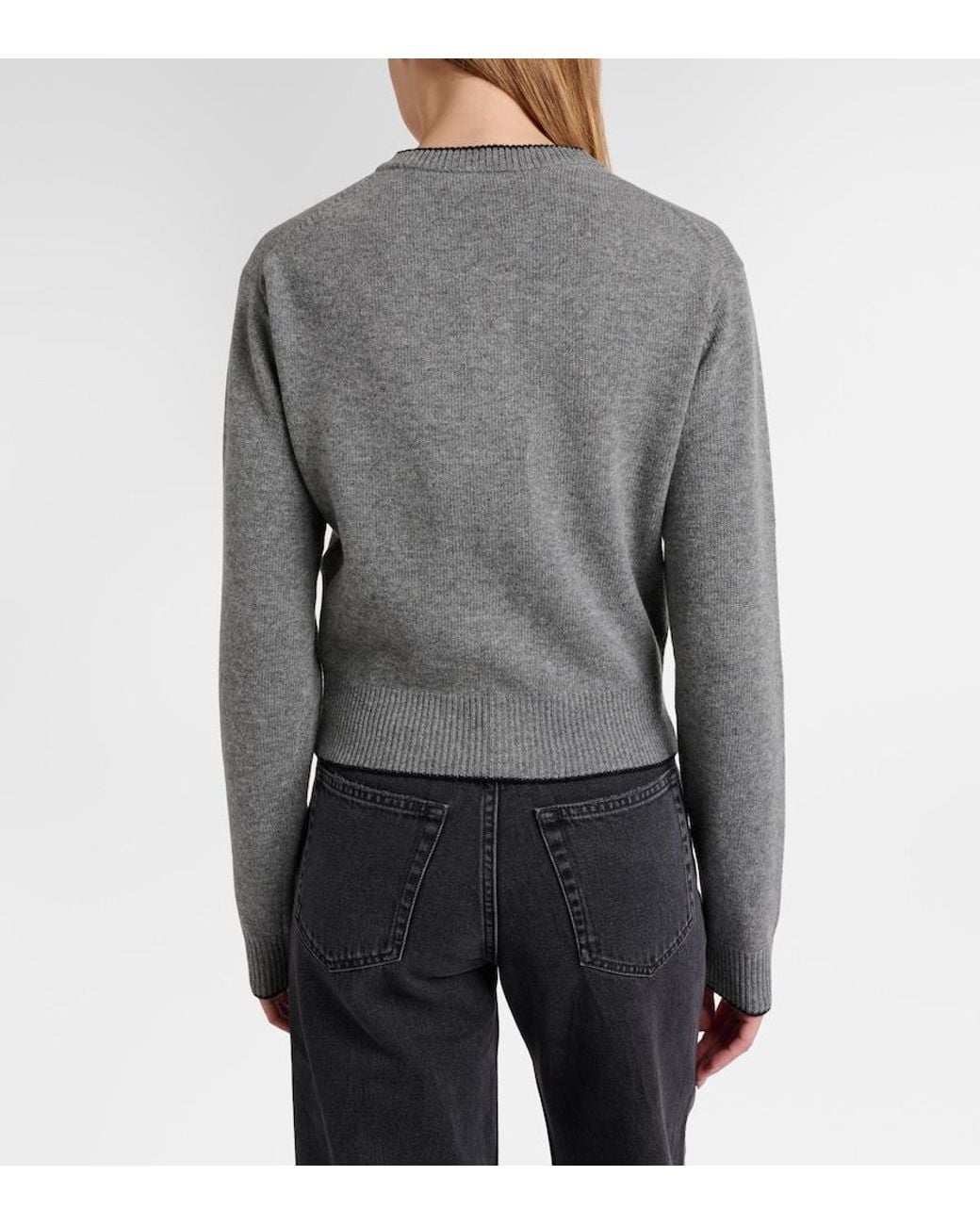 Chloé Gray Logo Wool And Cashmere Cardigan