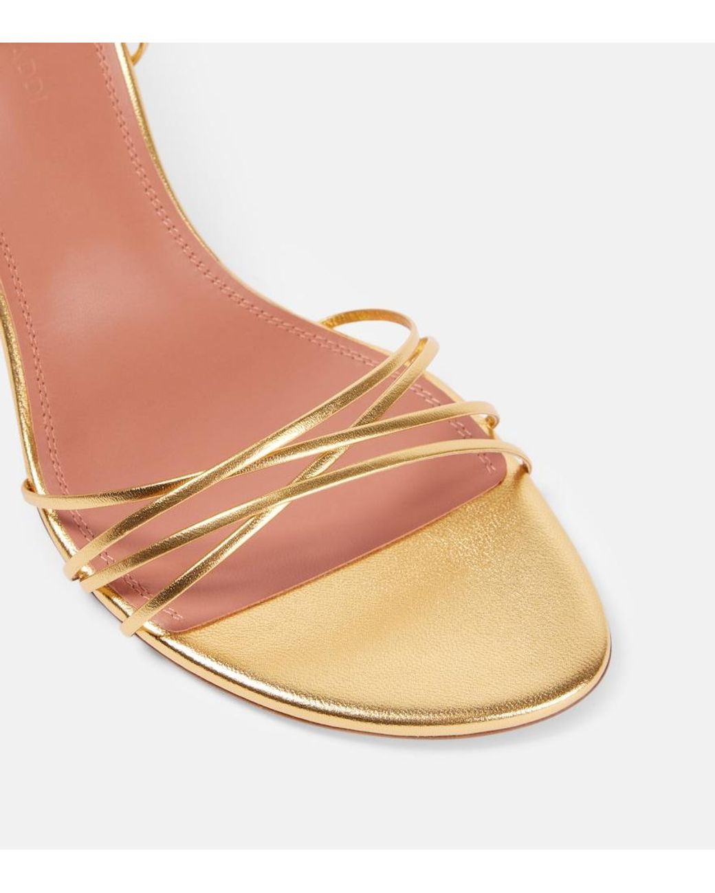 AMINA MUADDI Pink Lori 60 Metallic Leather Sandals
