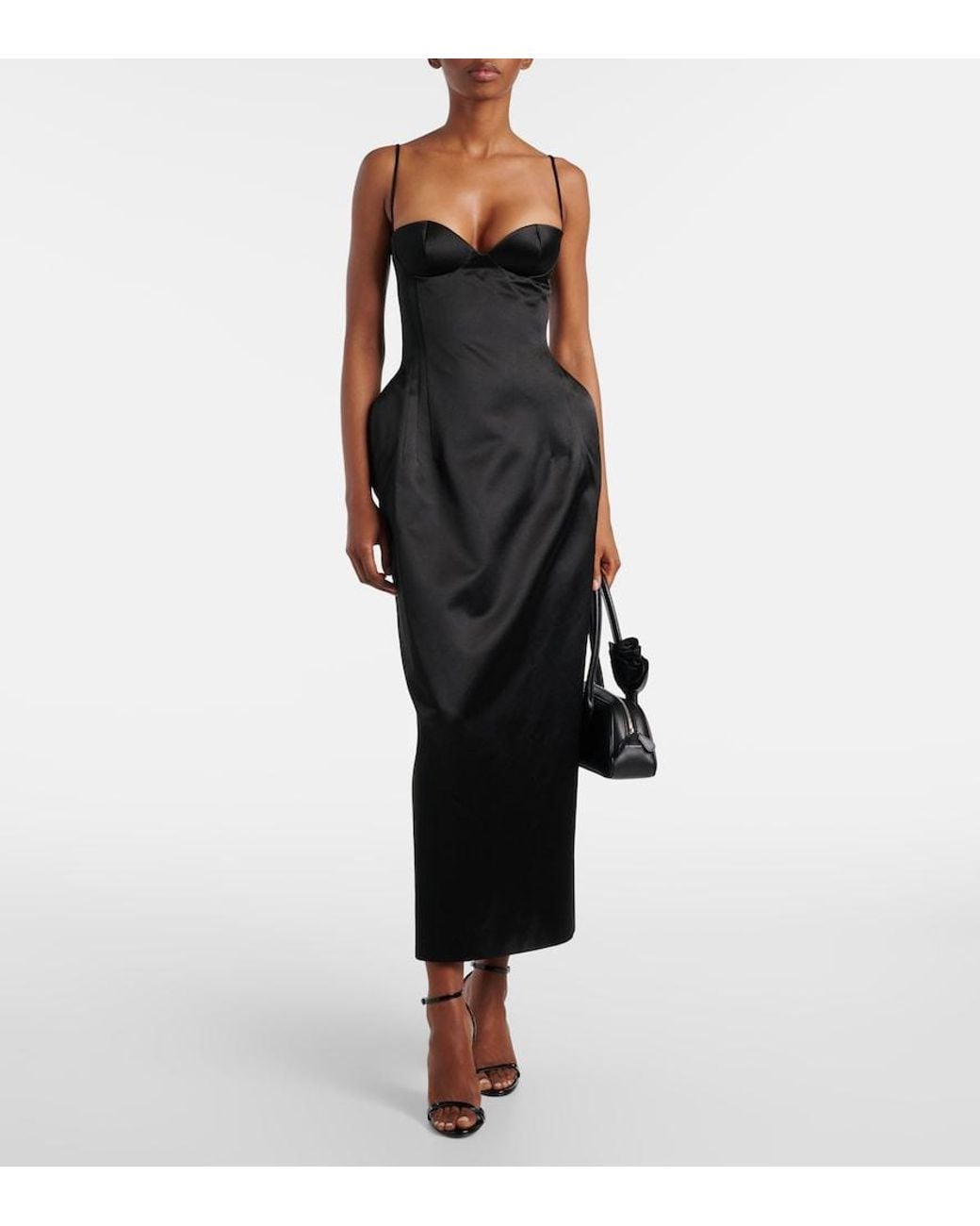 Magda Butrym Black Silk Midi Dress