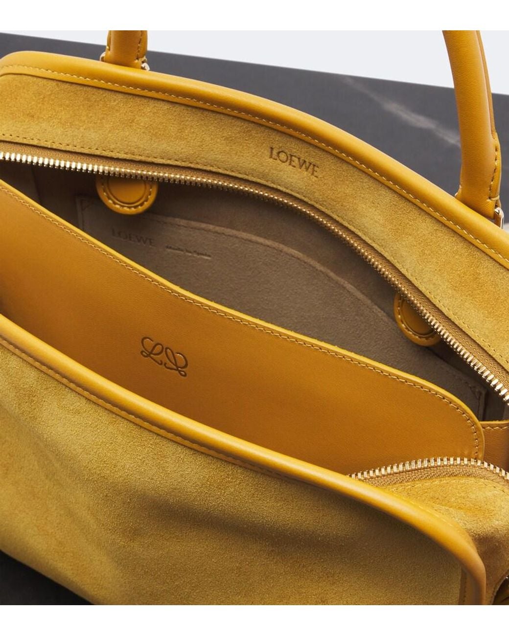 Loewe Yellow Amazona 180 Medium Suede Top-Handle Bag