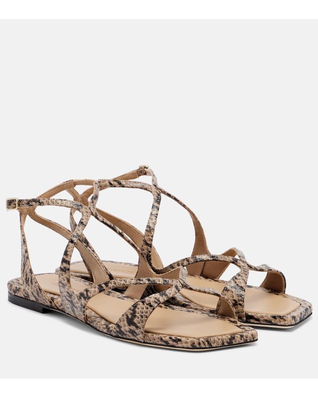 Jimmy Choo Metallic Ayla Snake-Effect Leather Sandals