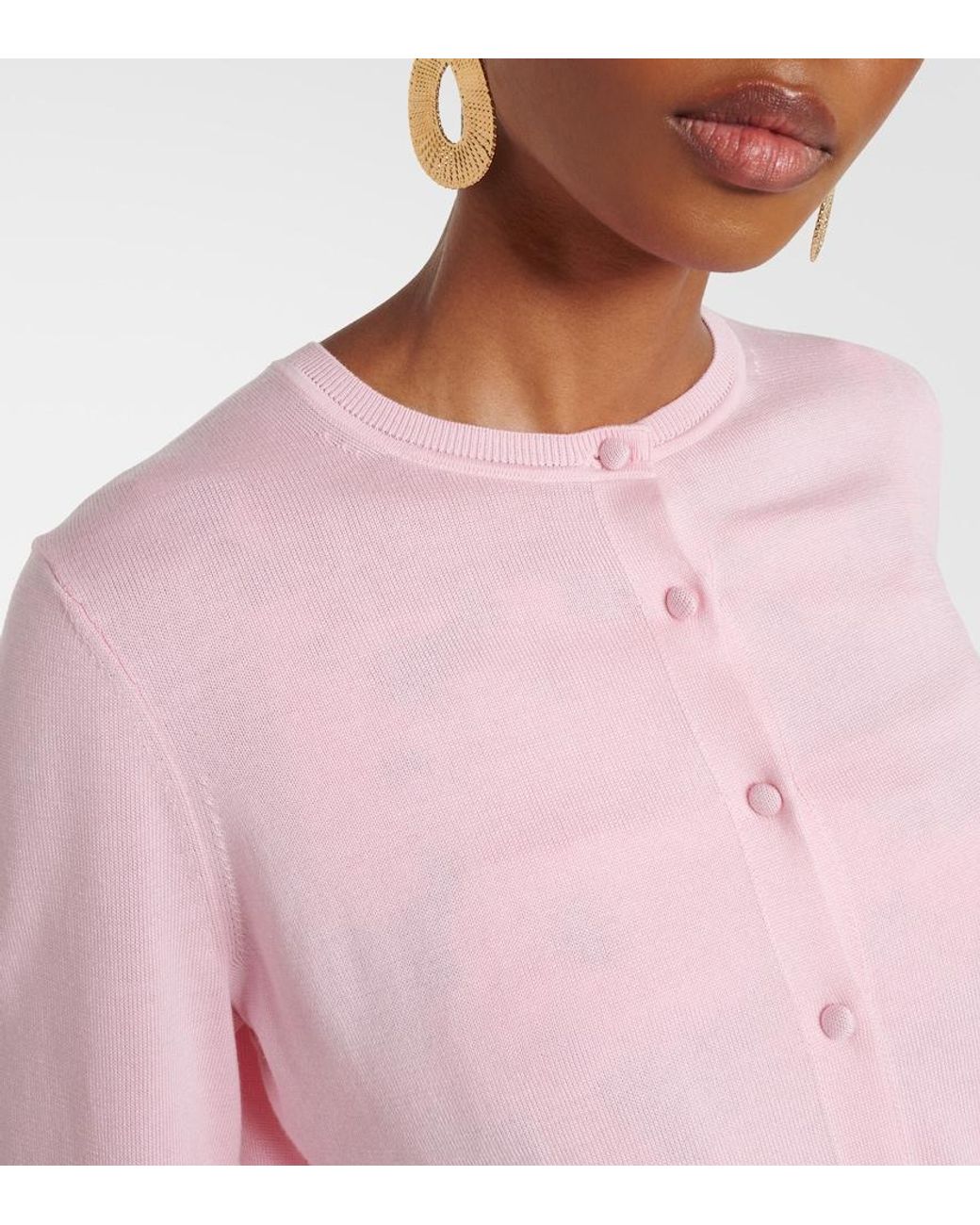 Carolina Herrera Pink Cropped Silk And Cotton Cardigan