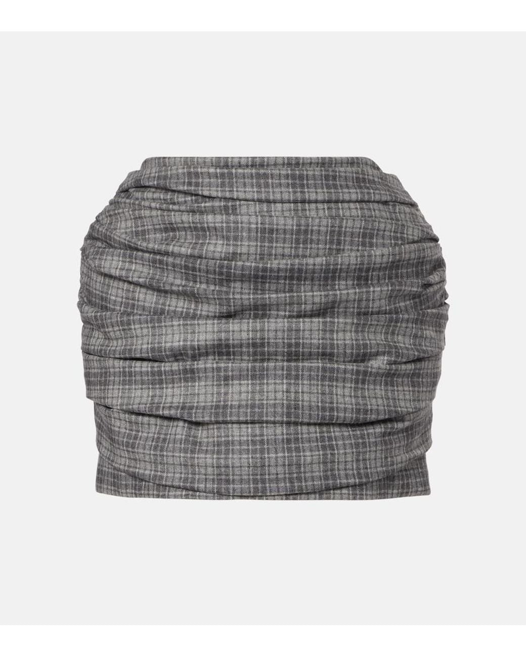 Magda Butrym Gray Checked Wool And Cashmere Miniskirt