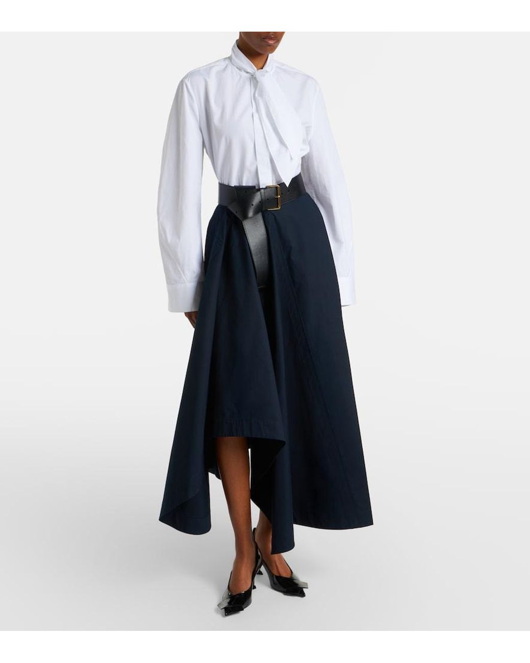 Givenchy Blue Asymmetric Cotton Poplin Maxi Skirt