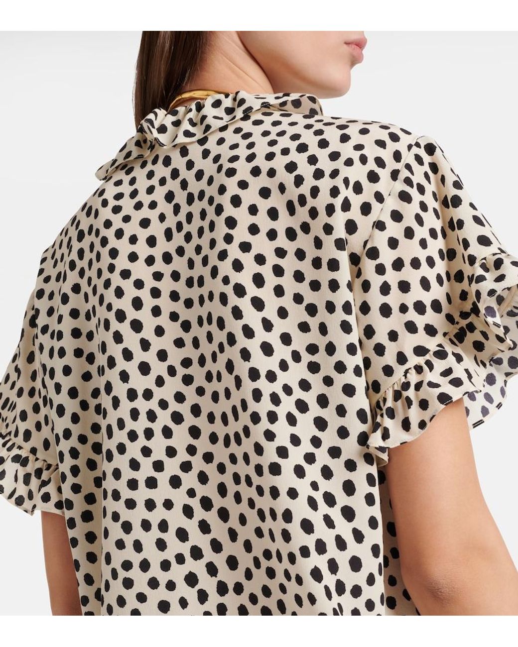 Chloé Black Polka-Dot Silk Crepe De Chine Top