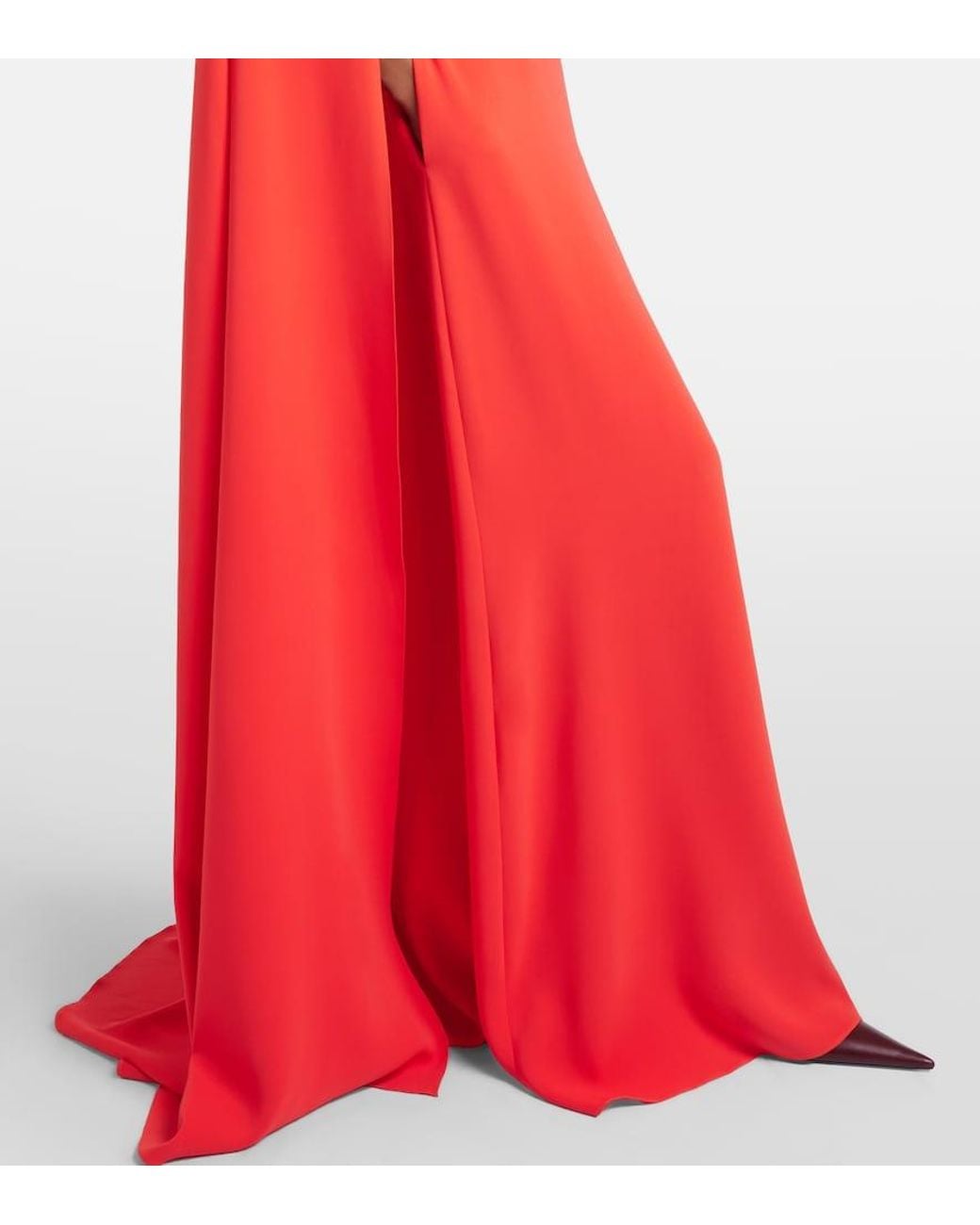 Oscar de la Renta Red Cyclamen Silk-Blend Georgette Kaftan
