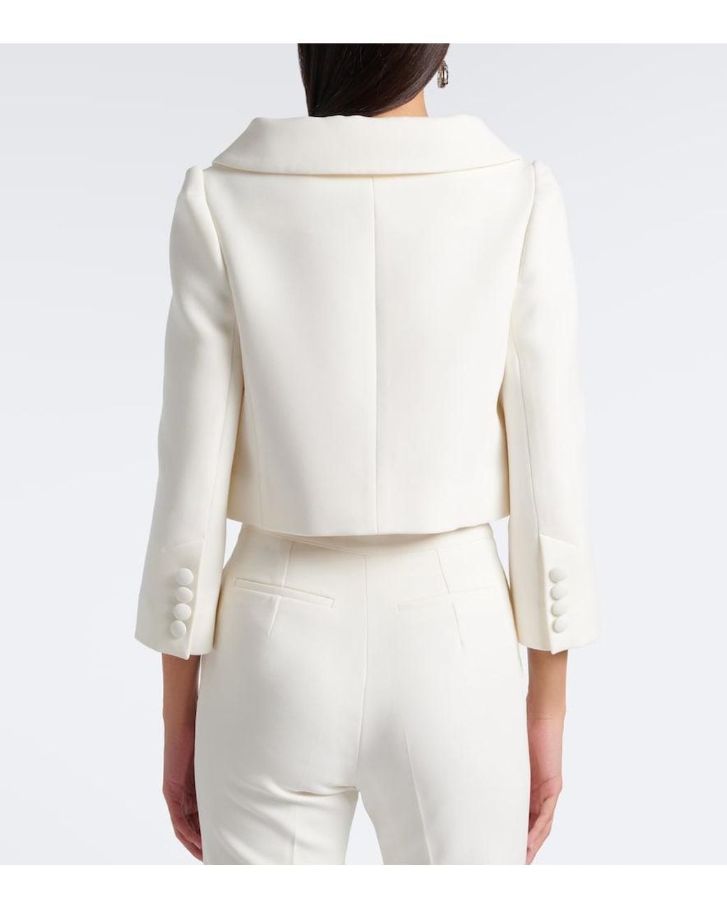 Safiyaa Natural Bridal Brigitta Cropped Crepe Jacket
