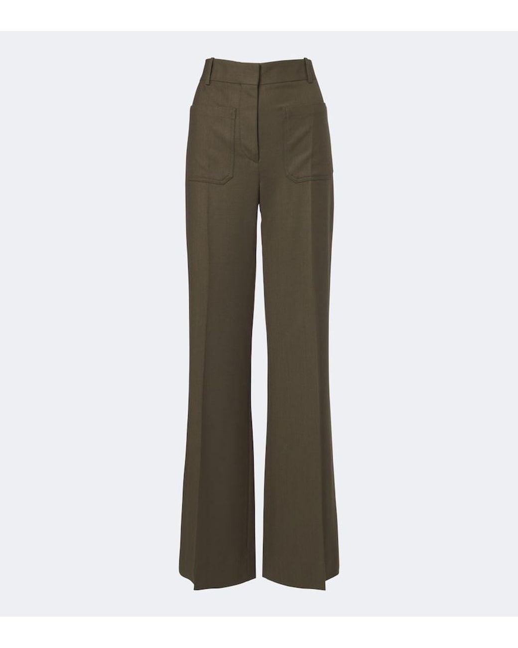 Victoria Beckham Green Alina Wide-Leg Pants