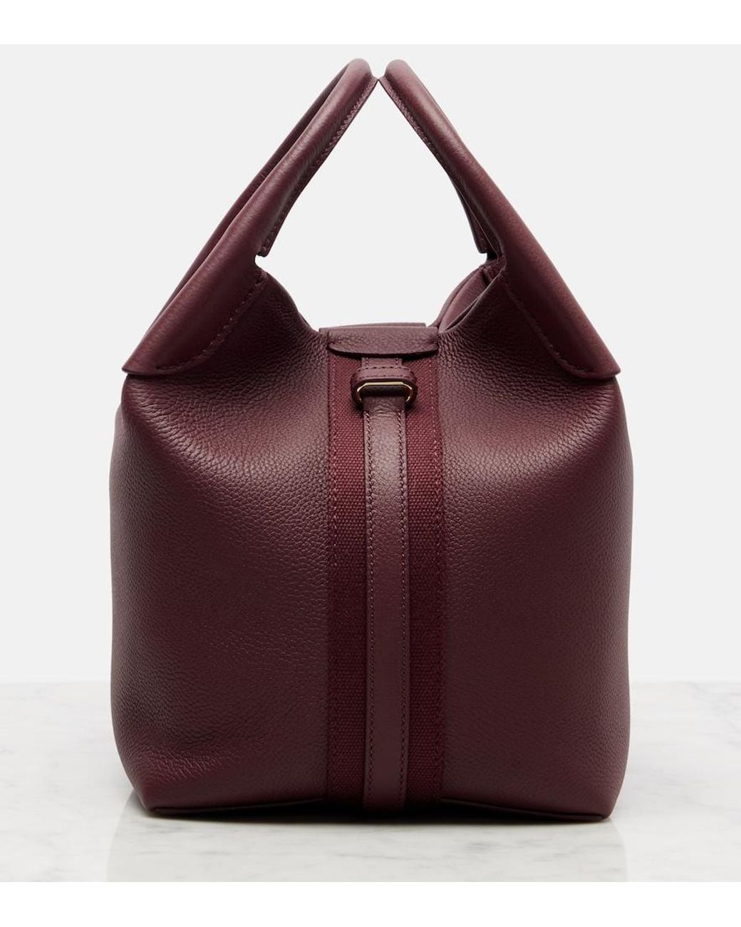 Loro Piana Red Bale Small Leather Bucket Bag