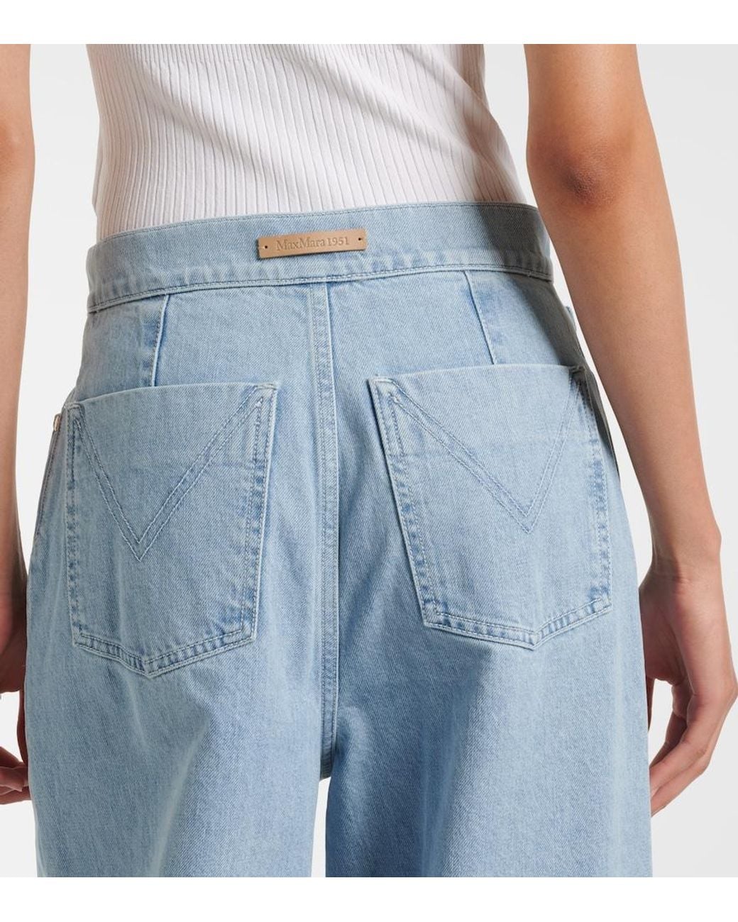 Max Mara Blue High-Rise Wide-Leg Jeans