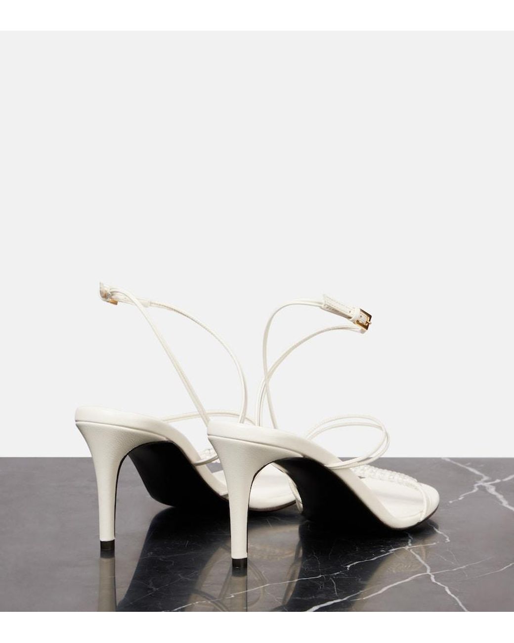 Khaite White Loop 75 Embellished Leather Sandals