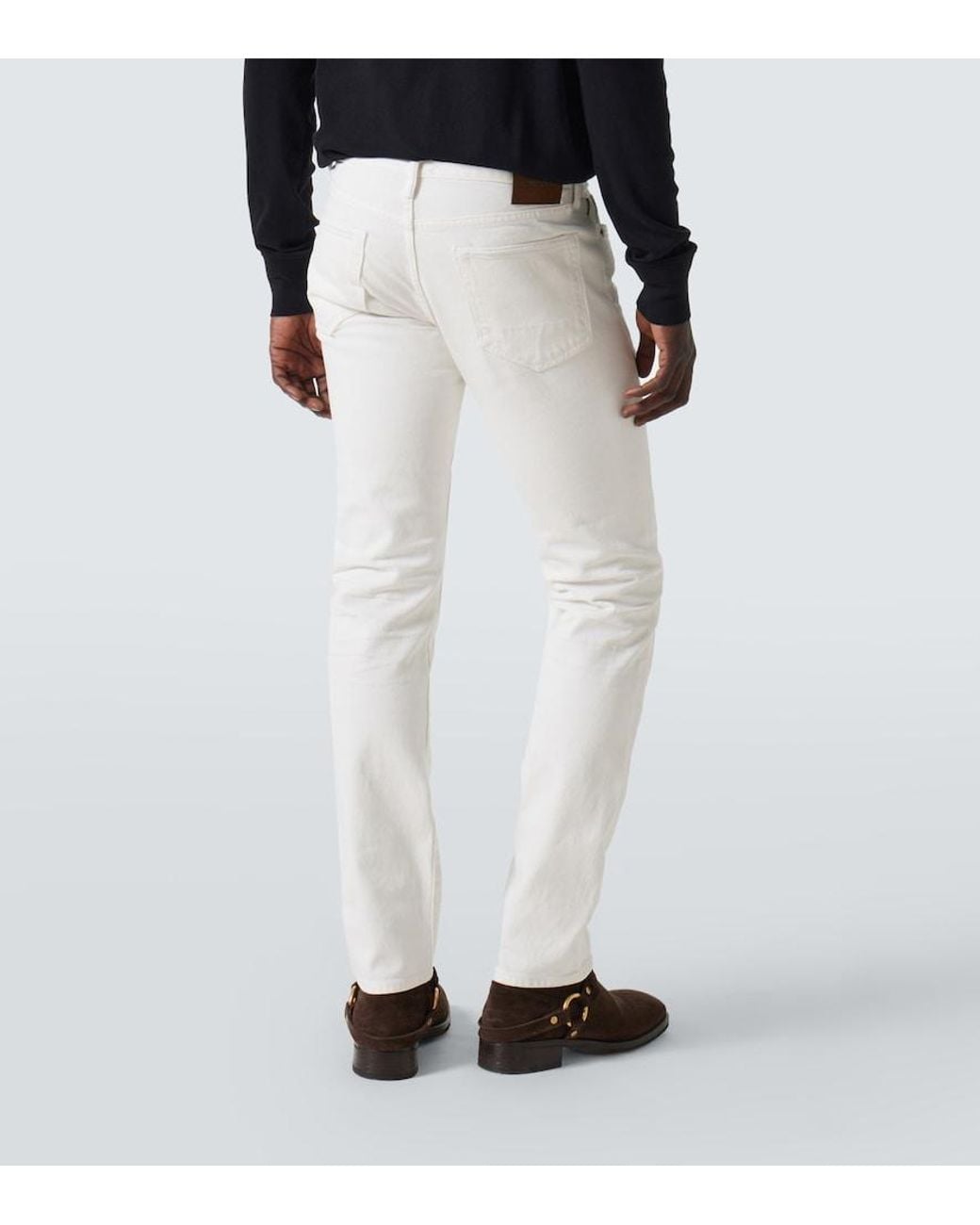 Tom Ford White Distressed Slim Jeans for men