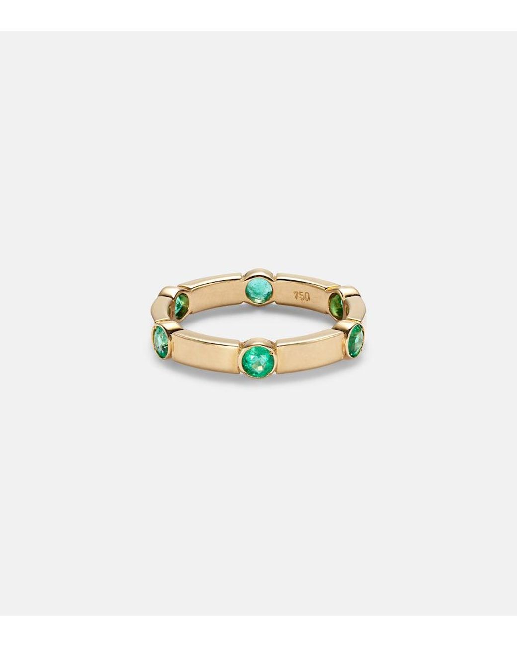 Ileana Makri Metallic Stepping Stone 18Kt Ring With Emeralds