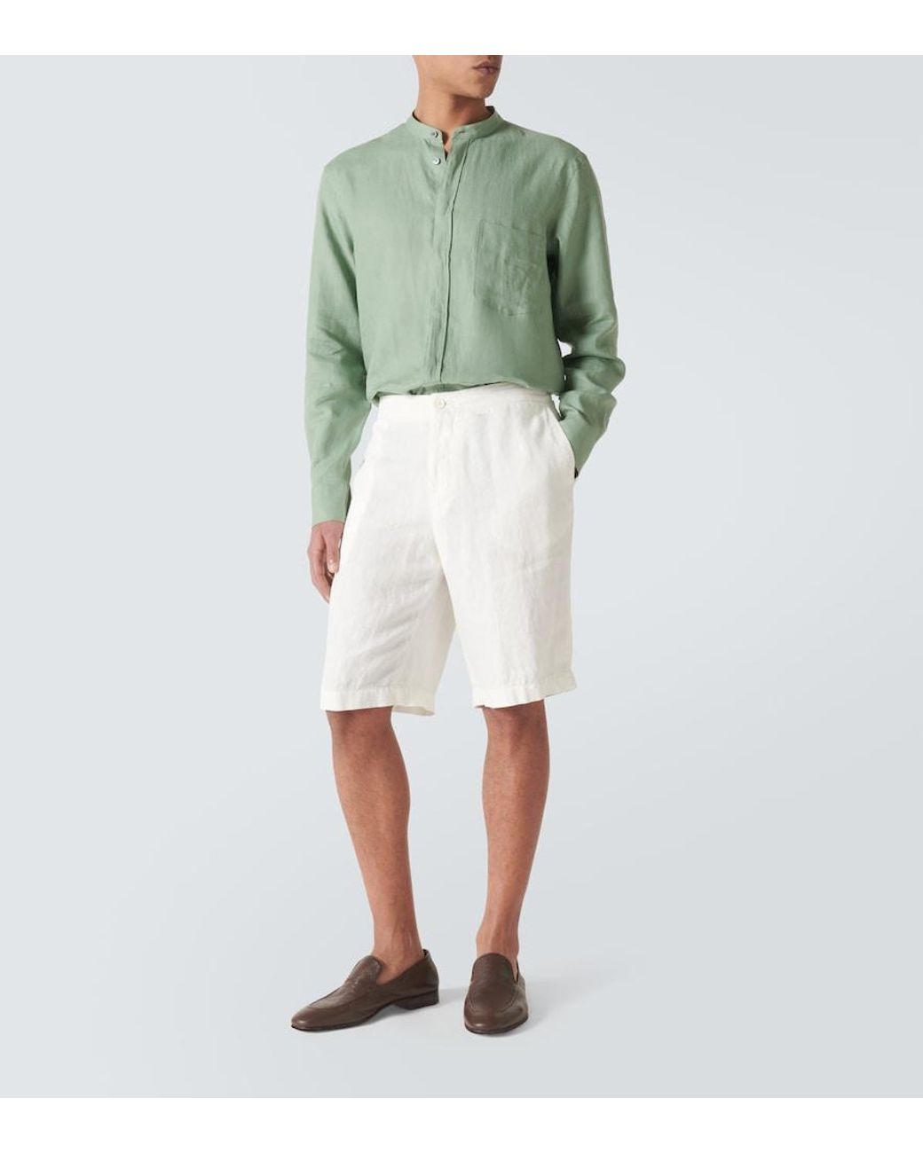 Zegna Green Linen Shirt for men