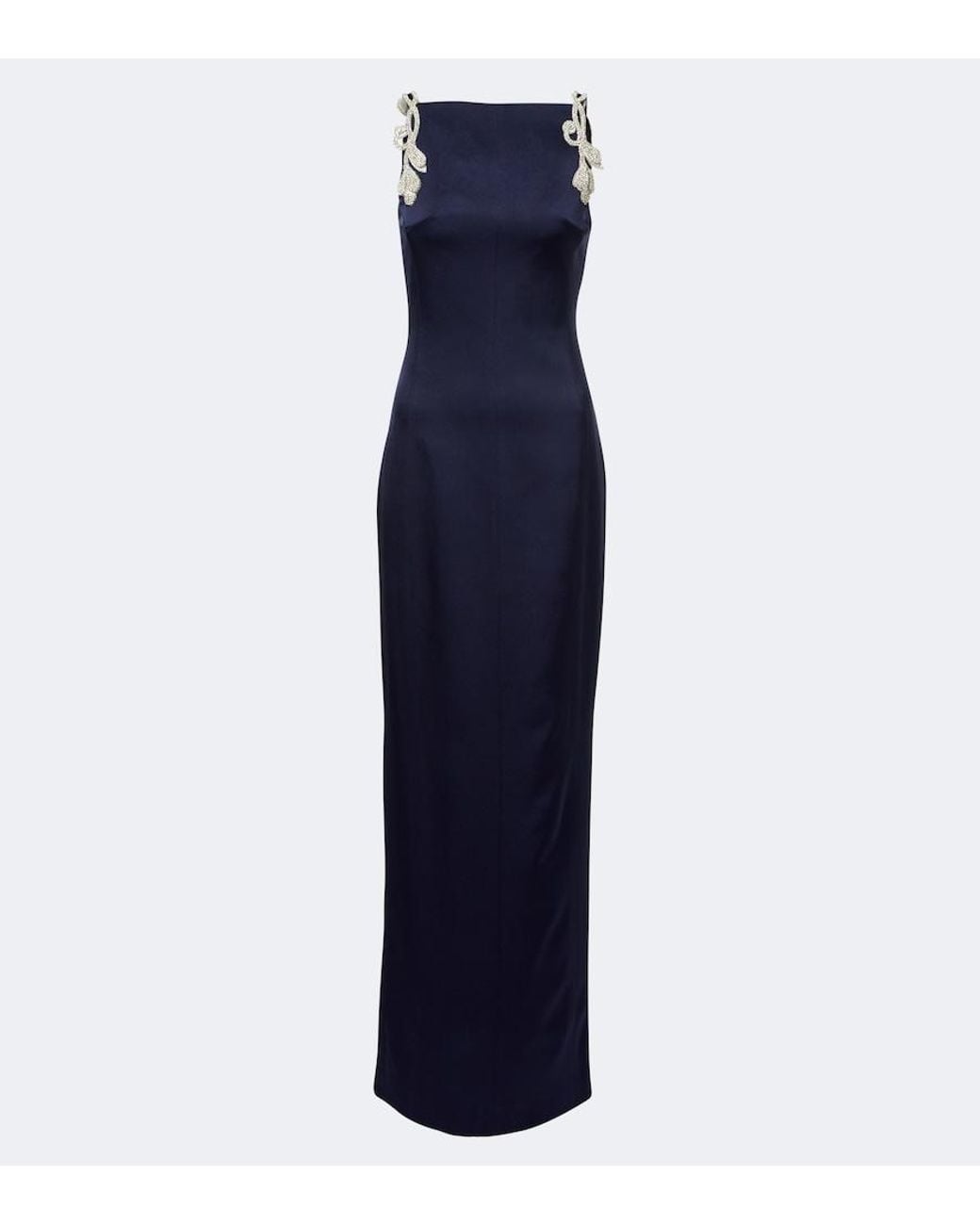 Rachel Gilbert Blue Oryx Embellished Crepe Gown