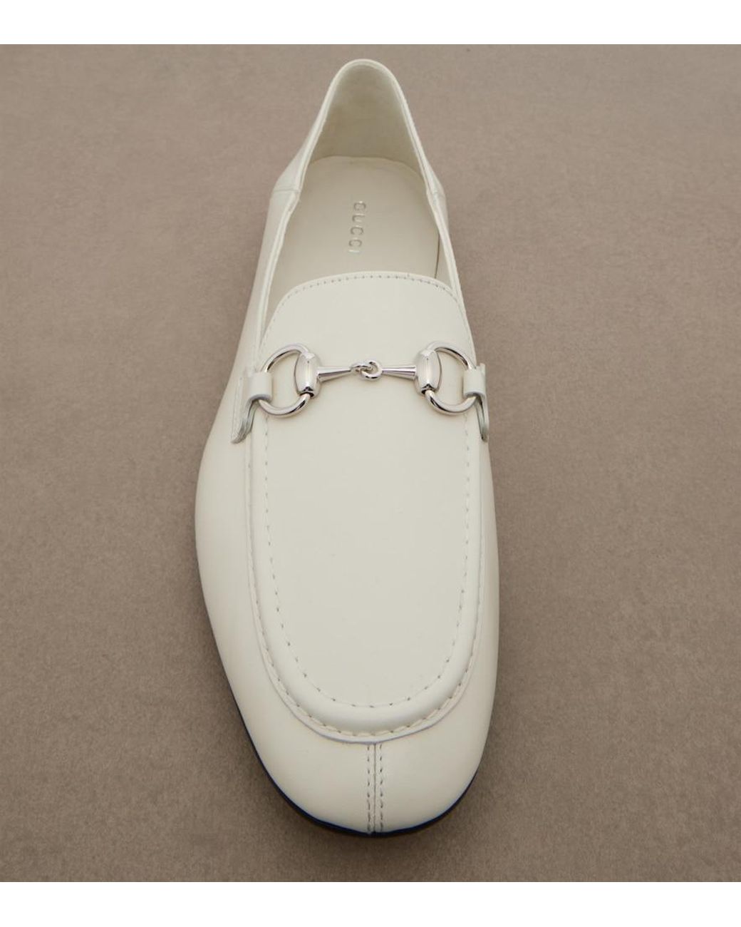 Gucci White Jordaan Soft Horsebit Leather Loafers