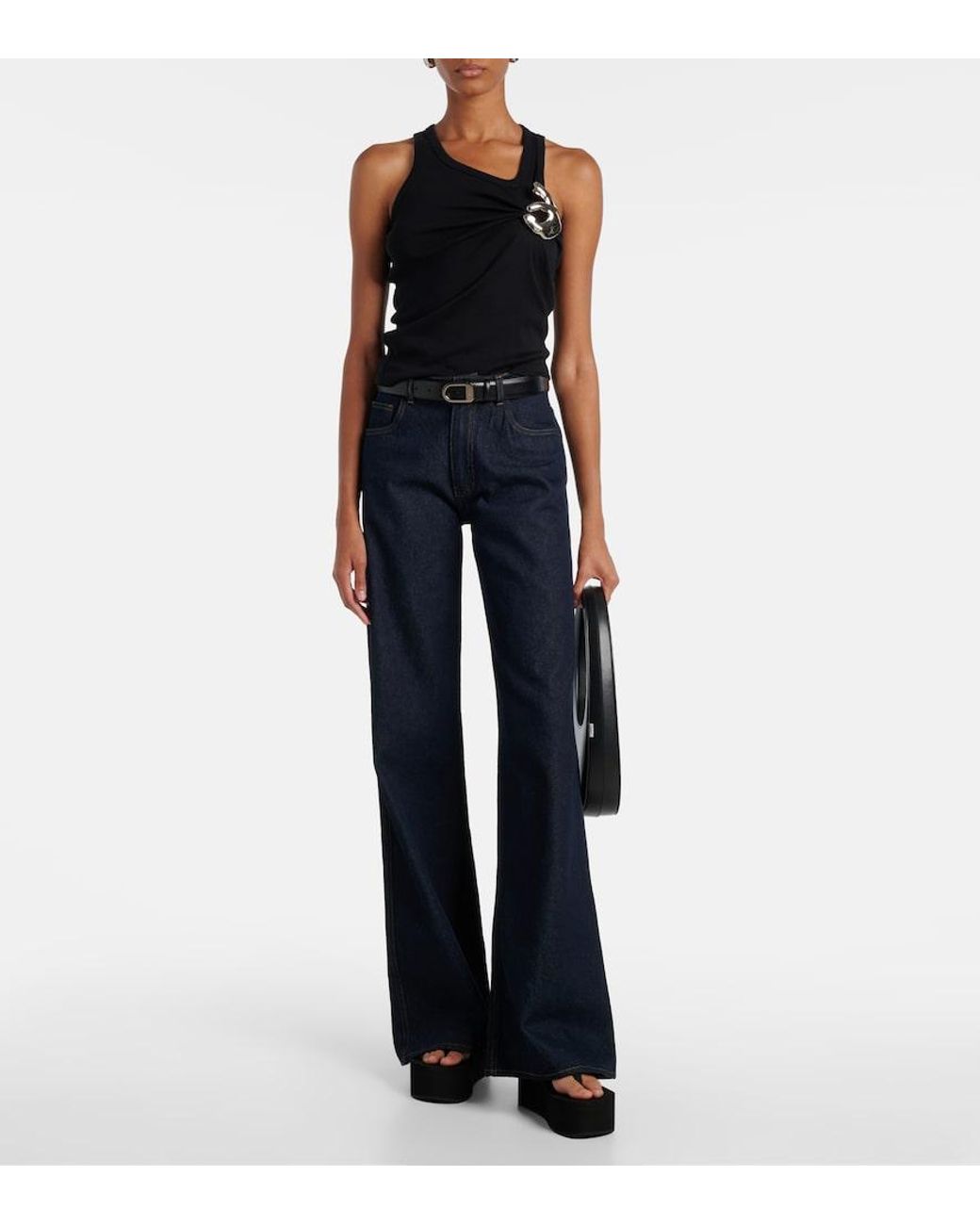 Coperni Black Platform Thong Sandals