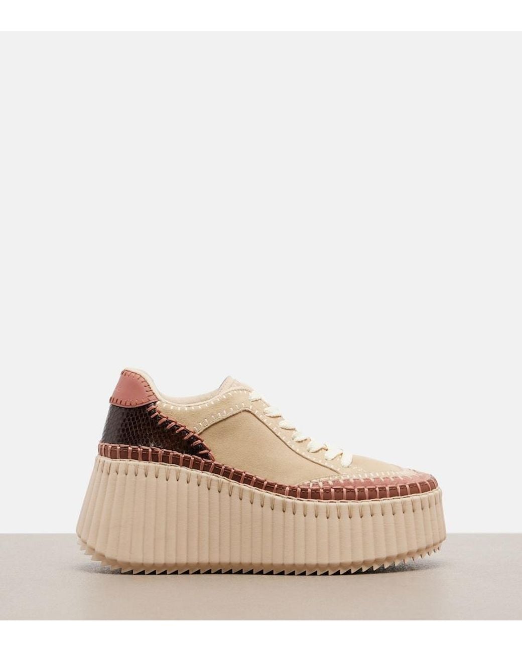 Chloé Natural Nama Suede Platform Sneakers