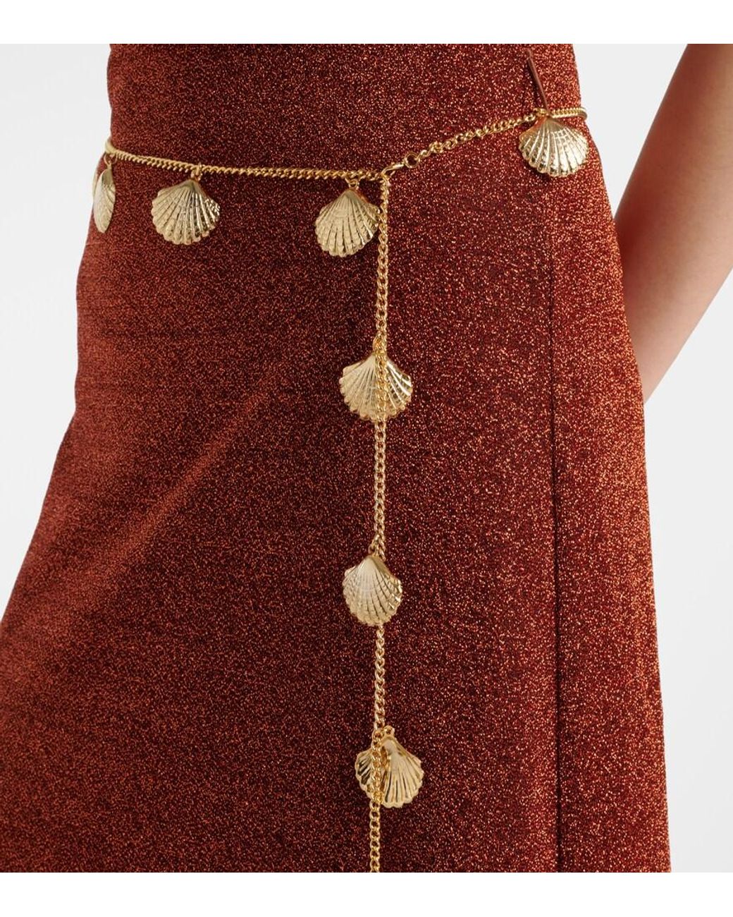 Oseree Red Lumiere Belted Maxi Dress